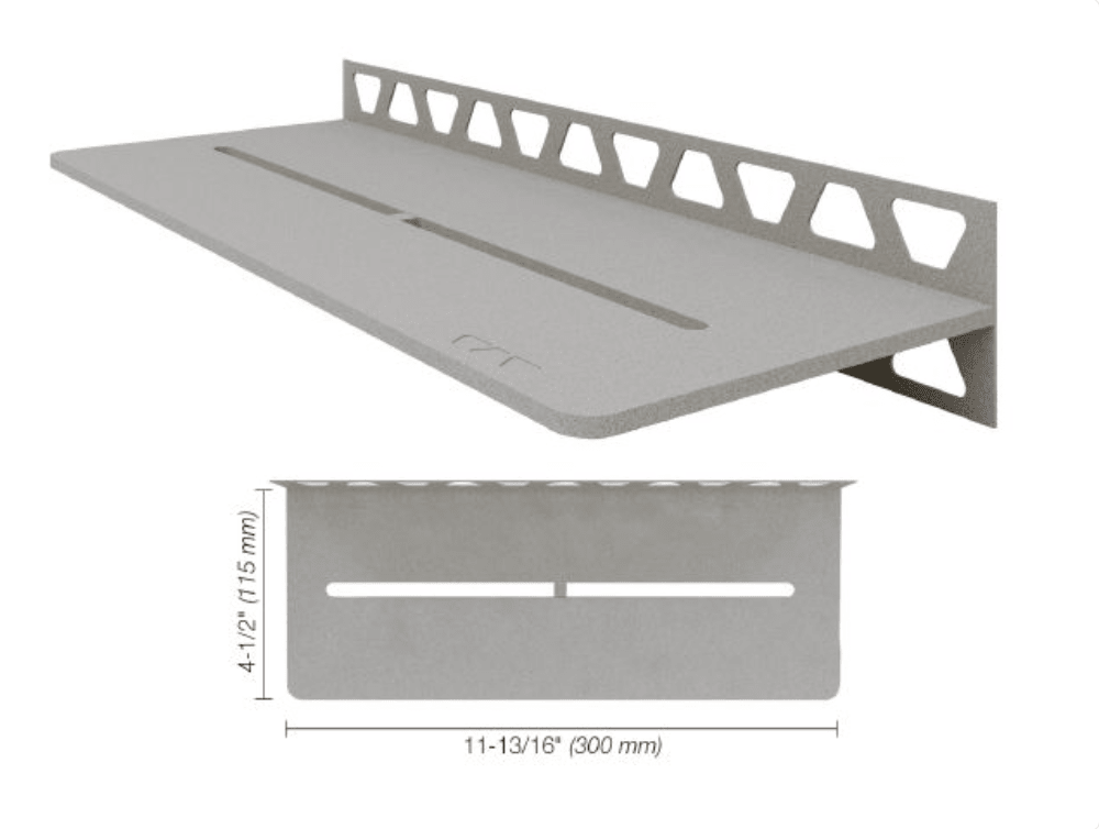 Schluter - SHELF-W - Étagère murale rectangulaire modèle Pure - alum. gris pierre ||SWS1D7TSSG - Ceramed