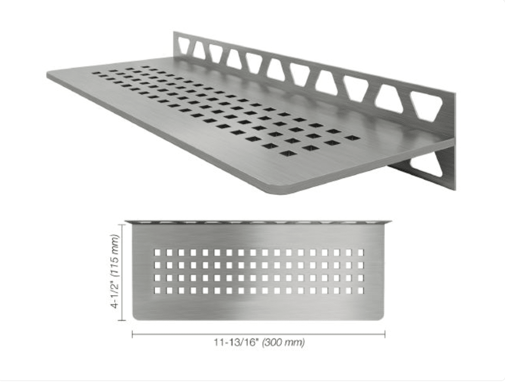 Schluter - SHELF-W - Étagère murale rectangulaire modèle Square - acier inoxydable (V2) brossé ||SWS1D3EB - Ceramed