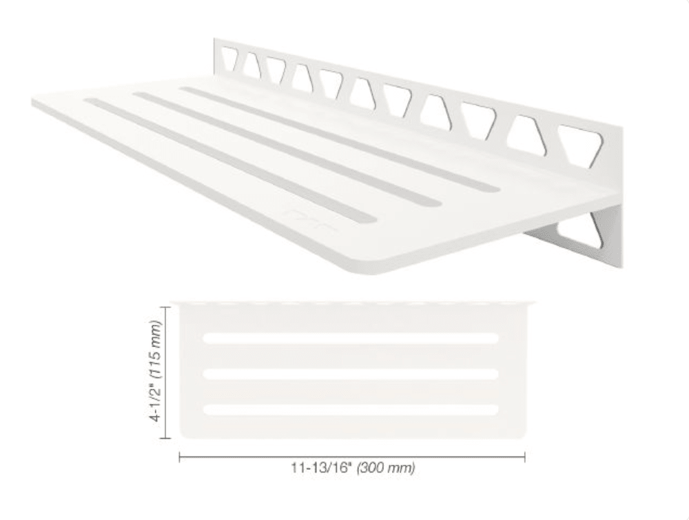 Schluter - SHELF-W - Étagère murale rectangulaire modèle Wave - alum. blanc mat ||SWS1D10MBW - Ceramed