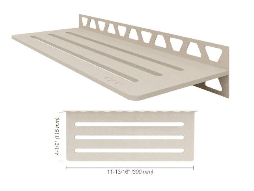 Schluter - SHELF-W - Étagère murale rectangulaire modèle Wave - alum. crème ||SWS1D10TSC - Ceramed