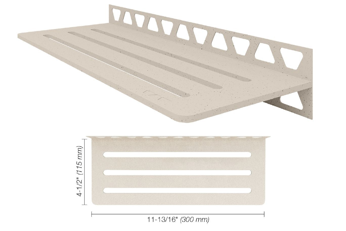 Schluter - SHELF-W Étagère murale rectangulaire modèle Wave aluminium ivoire