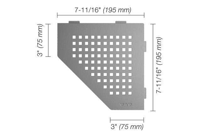 Schluter Systems - Étagère pentagonale carrée à pièces Etain ||SES2D3TSG