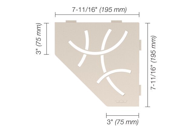 Schluter Systems - SHELF-E Étagère de coin pentagonale modèle Curve aluminium ivoire ||SES2D6TSI