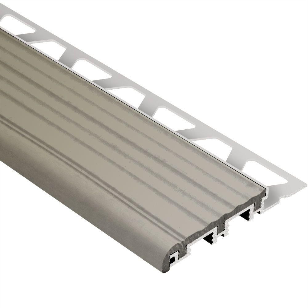 Schluter - TREP-B Profilé pour nez de marche - aluminium avec un insert gris 2-1/8" x 1/2" (12.5 mm) x 4' 11"