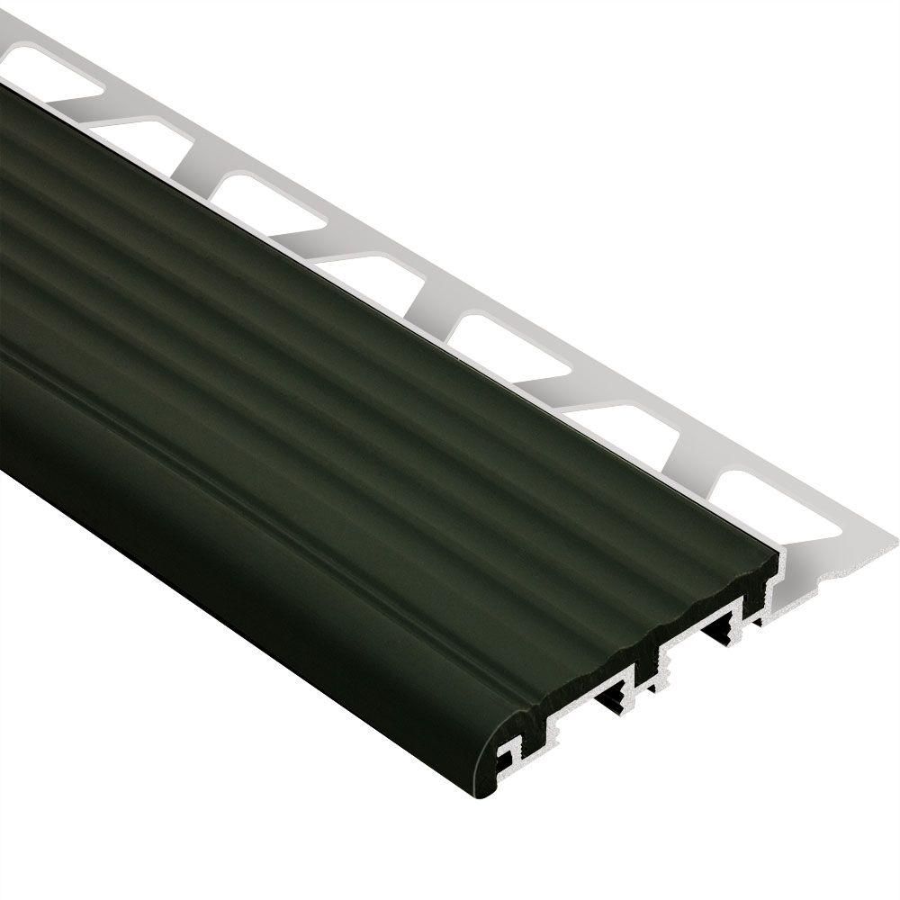 Schluter - TREP-B Profilé pour nez de marche - aluminium avec un insert noir 2-1/8" x 3/8" (10 mm) x 8' 2-1/2"