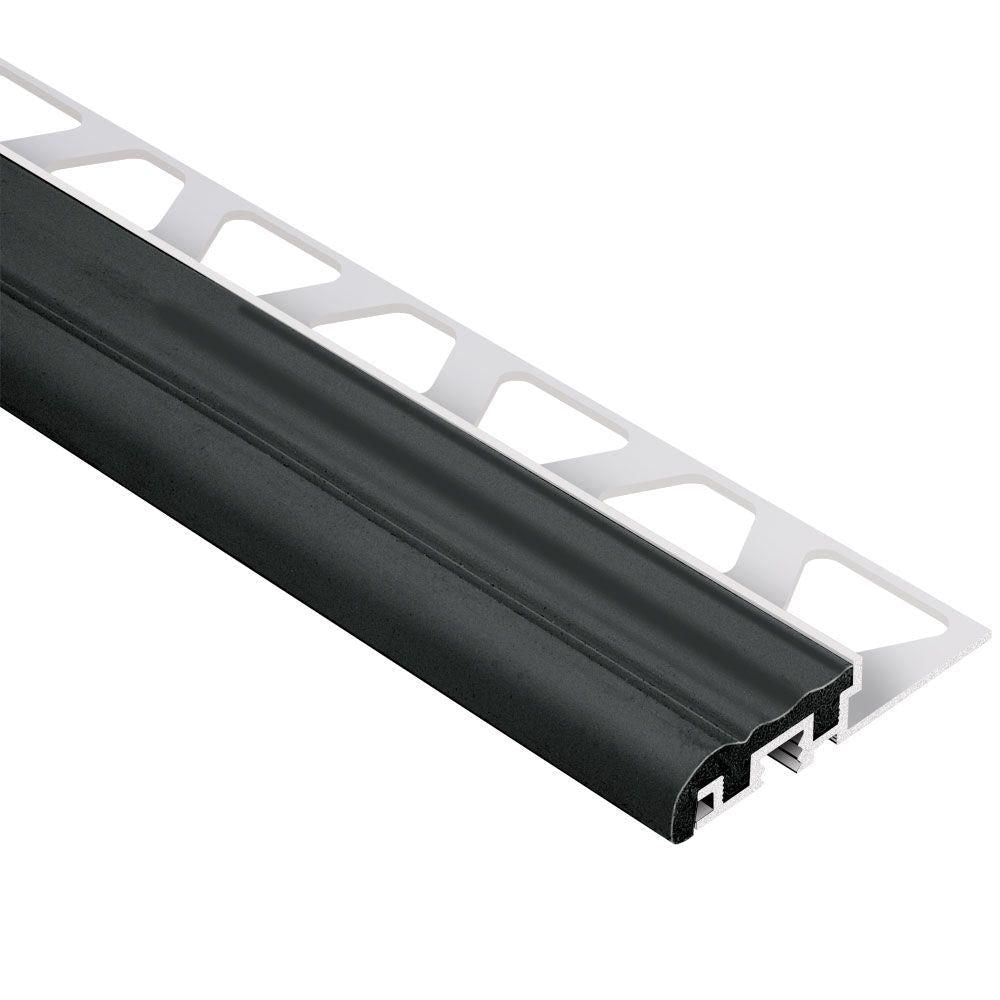 Schluter - TREP-S Profilé de nez de marche avec insert noir - aluminium et plastique PVC 1-1/32" x 8' 2-1/2" x 1/2" (12.5 mm)