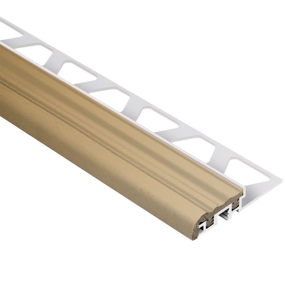 Schluter - TREP-S Profilé de nez de marche avec insert beige clair - aluminium et plastique PVC 1-1/32" x 8' 2-1/2" x 3/8" (10 mm)