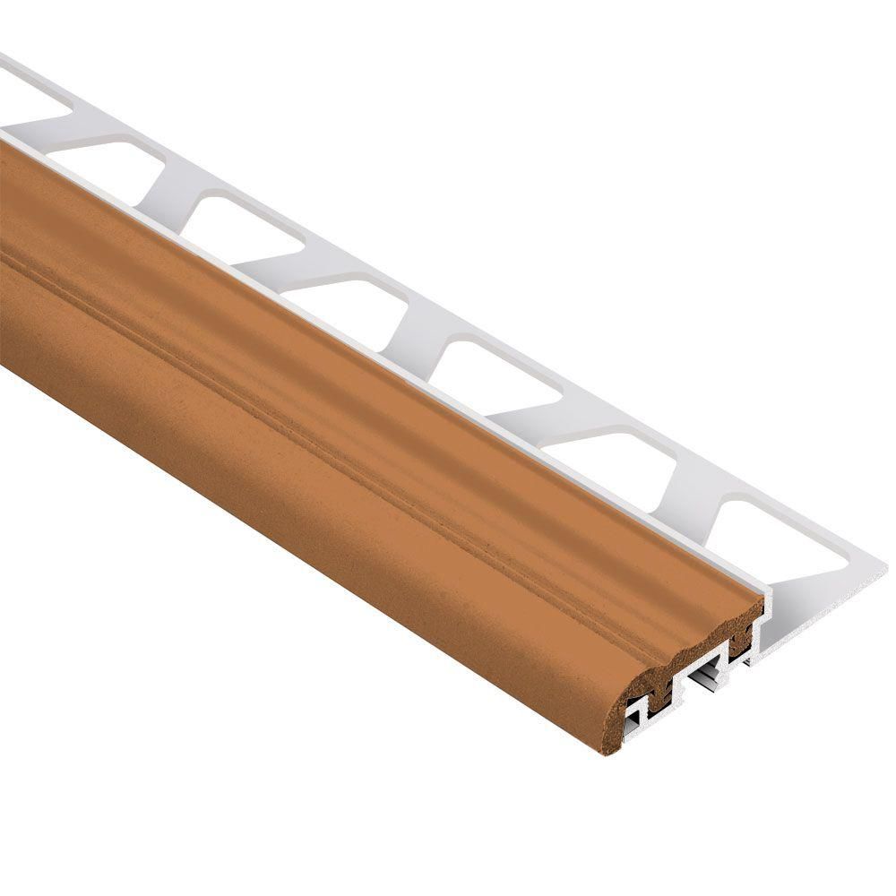 Schluter - TREP-S Profilé de nez de marche avec insert brun noisette - aluminium et plastique PVC 1-1/32" x 8' 2-1/2" x 5/16" (8 mm)