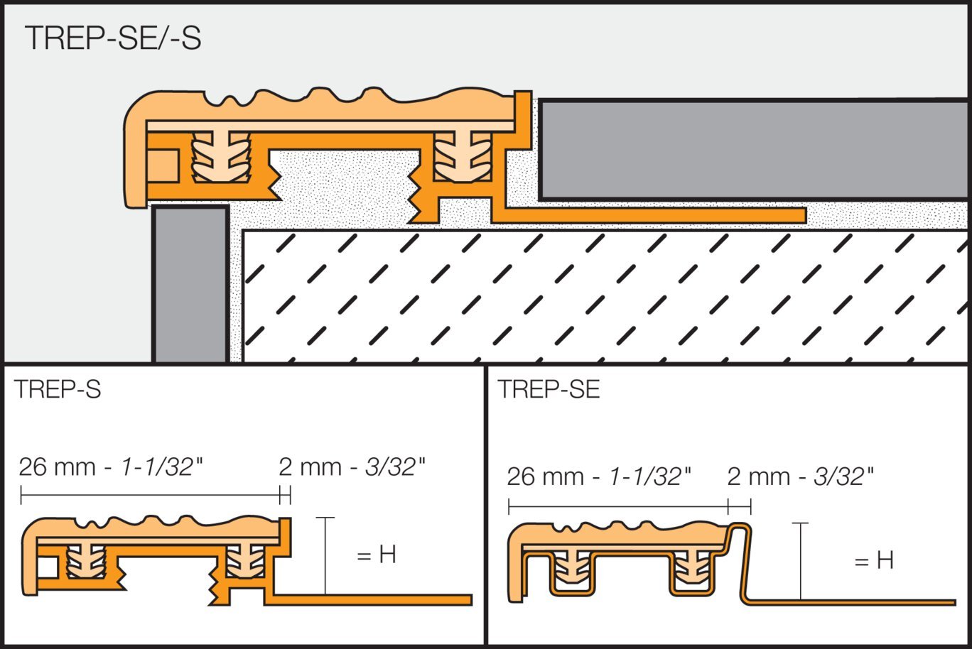 Schluter - TREP-S - Élément rplcmt 1-1/32" brun nois 8' 2-1/2" ||PEA26/NB - Ceramed