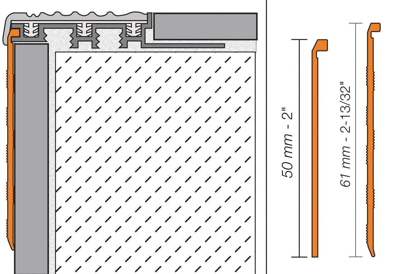 Schluter - TREP-TAP - 2" contremarche - alum. mat 3' 3" ||TAP50AE/100 - Ceramed