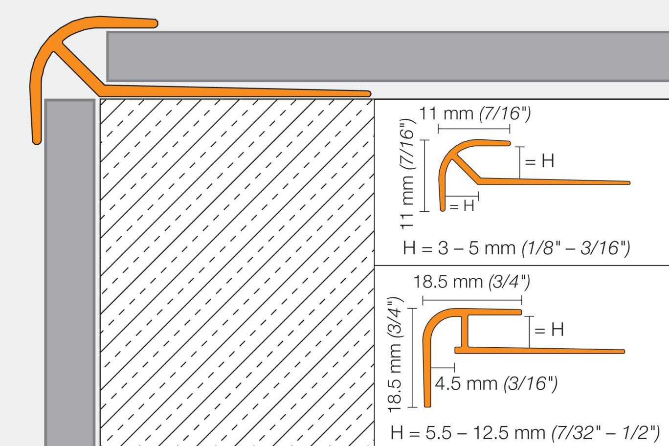 Schluter - VINPRO-RO - Profilé rond alum. anodisé bronze antique brossé 17/64" x 8' 2-1/2" ||VPROL65ABGB - Ceramed