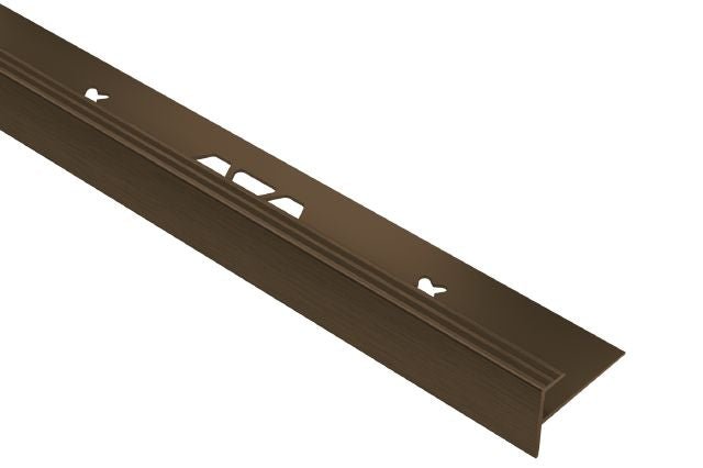 Schluter - VINPRO-STEP Profilé de nez de marche pour revêtement de vinyle aluminium anodisé bronze antique brossé 7/32" (5.5 mm) x 8' 2-1/2"
