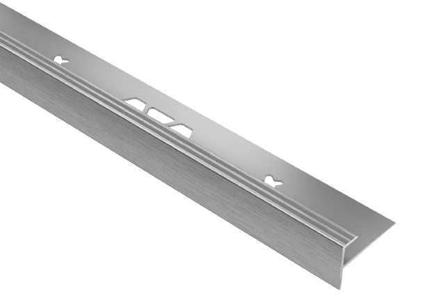 Schluter - VINPRO-STEP Profilé de nez de marche pour revêtement de vinyle aluminium anodisé chrome brossé 5/16" (8 mm) x 8' 2-1/2"