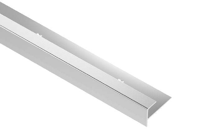 Schluter - VINPRO-STEP Profilé de nez de marche pour revêtement de vinyle aluminium anodisé chrome brossé 9/32" (7 mm) x 8' 2-1/2"