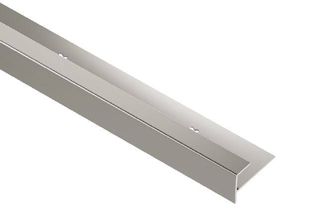 Schluter - VINPRO-STEP Profilé de nez de marche pour revêtement de vinyle aluminium anodisé nickel brossé 3/8" (10 mm) x 8' 2-1/2"