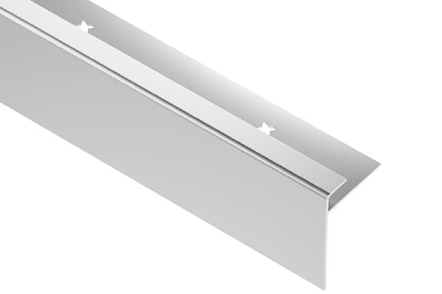 Schluter - VINPRO-STEP-R Profilé de nez de marche pour revêtement de vinyle avec dévoilement allongé aluminium anodisé chrome brossé 9/32" (7 mm) x 8' 2-1/2"