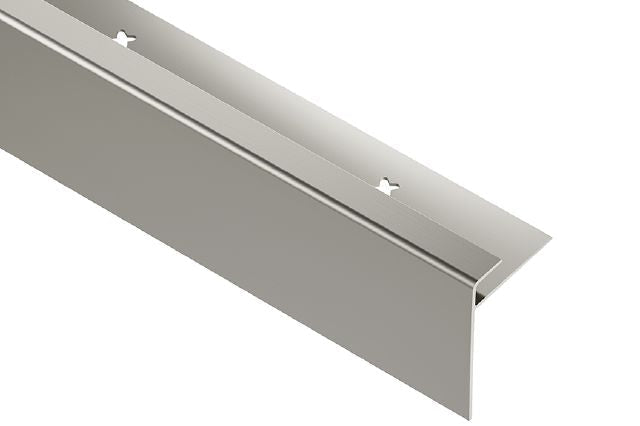 Schluter - VINPRO-STEP-R Profilé de nez de marche pour revêtement de vinyle avec dévoilement allongé aluminium anodisé nickel brossé 5/32" (4 mm) x 8' 2-1/2"
