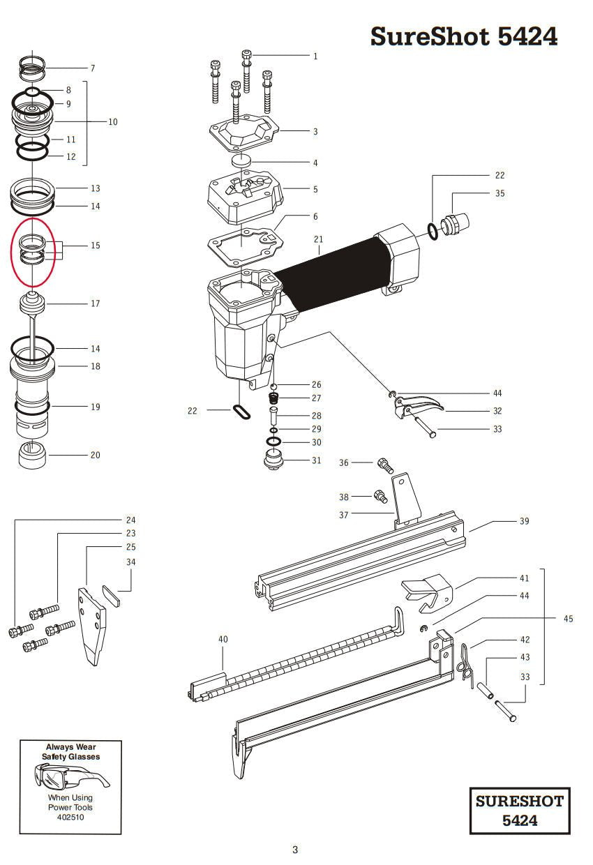 Shur-Fast - Ensemble de segments de piston pour Sureshot 5424 ||1015309