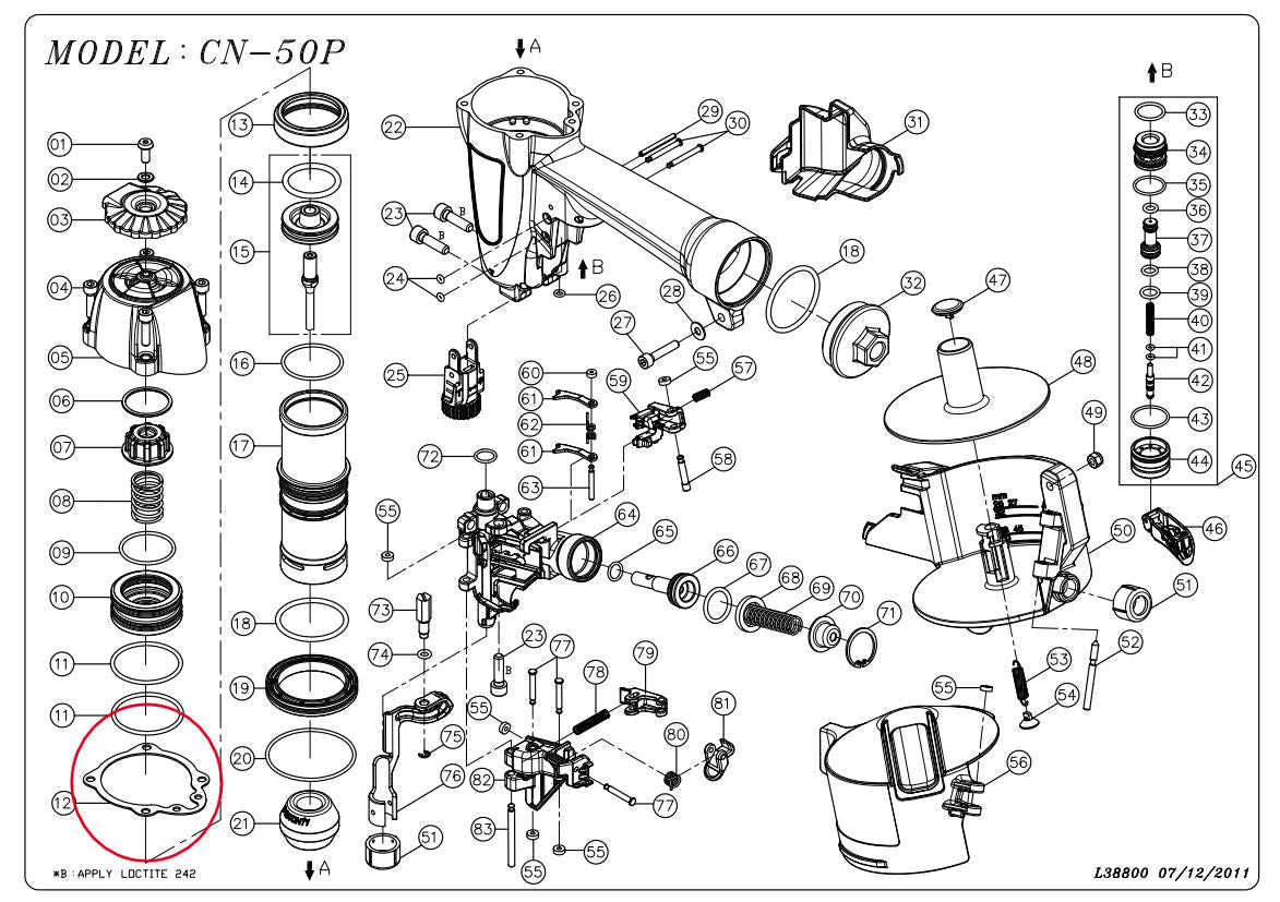 Shur-Fast - Joint de chapeau de cylindre pour agrafeuse Apach CN-50P ||38800501