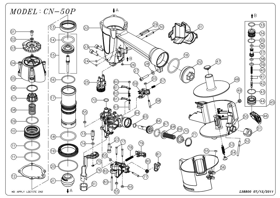 Shur-Fast - Joint de cylindre pour agrafeuse Apach CN-50P ||38801101