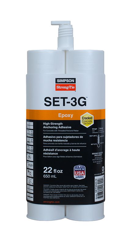 Simpson Strong Tie - Adhésif d'encrage époxy SET-3G avec buse et extension 22 oz ||SET3G22-N - Ceramed