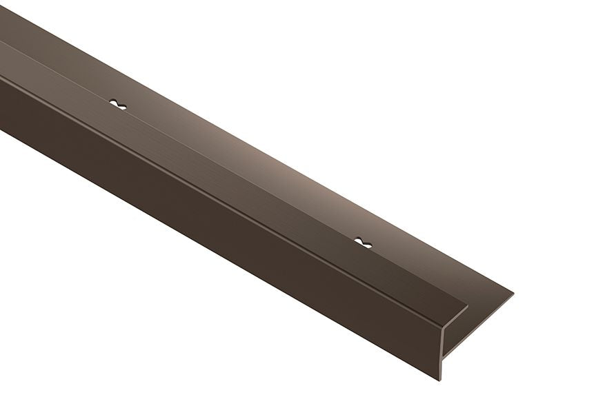 Schluter - VINPRO-STEP Profilé de nez de marche pour revêtement de vinyle aluminium anodisé bronze antique brossé 7/16" (11 mm) x 8' 2-1/2"