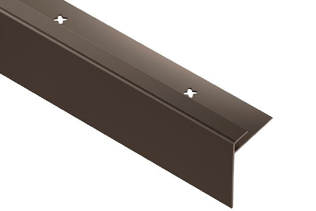 Schluter - VINPRO-STEP-R Profilé de nez de marche pour revêtement de vinyle avec dévoilement allongé aluminium anodisé bronze antique brossé 1/2" (12.5 mm) x 8' 2-1/2"