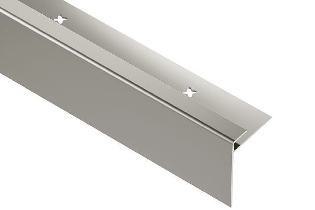 Schluter - VINPRO-STEP-R Profilé de nez de marche pour revêtement de vinyle avec dévoilement allongé aluminium anodisé nickel brossé 7/16" (11 mm) x 8' 2-1/2"