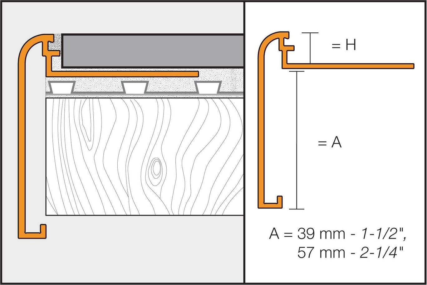 Schluter - Rondec-Step-39 Co Ext 135 5/16 Al Cui Br ||E135RS80AKGB39