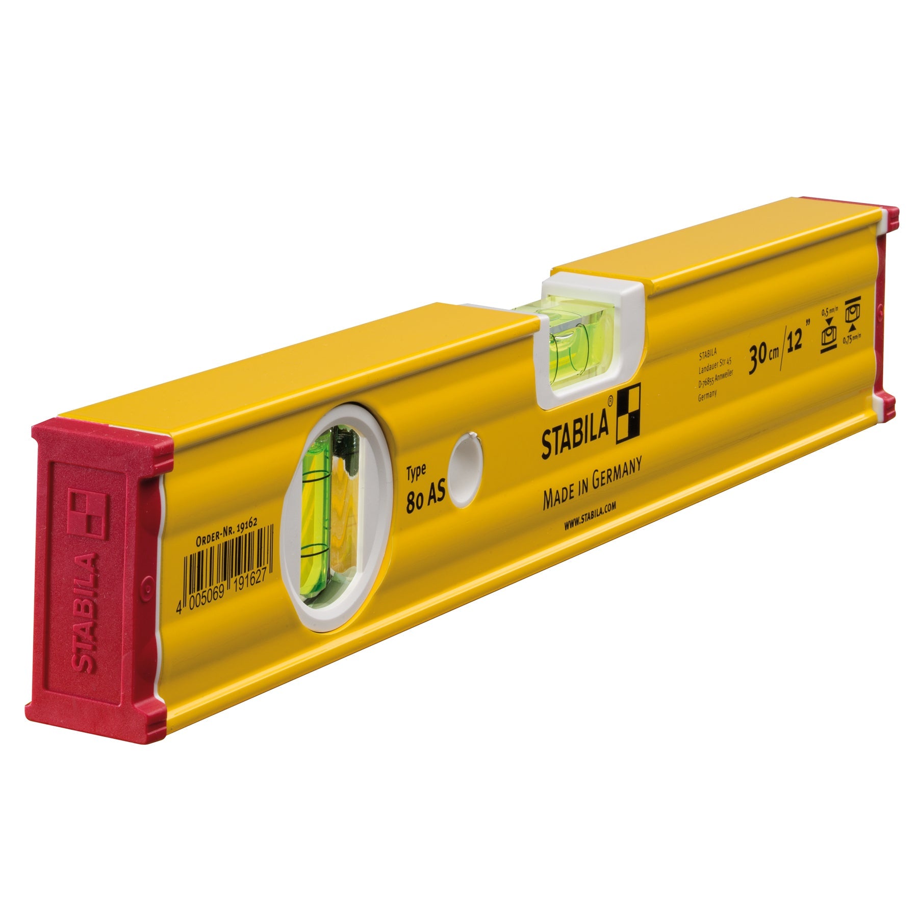 Stabila - Niveau à bulle Type 80 AS, 12" (30 cm)