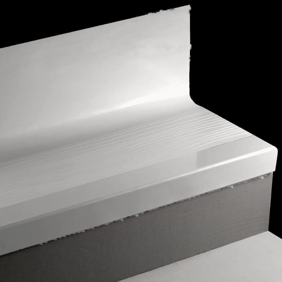 Tarkett - Angle Fit Marche d'escalier en caoutchouc avec contremarche intégrée Cubis 23 Vapor Grey 72" avec large bande antidérapante de couleur contrastée de 2" ||401214102 - Ceramed