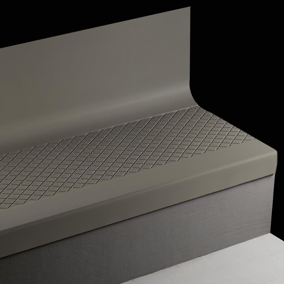 Tarkett - Angle Fit Marche d'escalier en caoutchouc avec contremarche intégrée Diamond #40 Black 4'