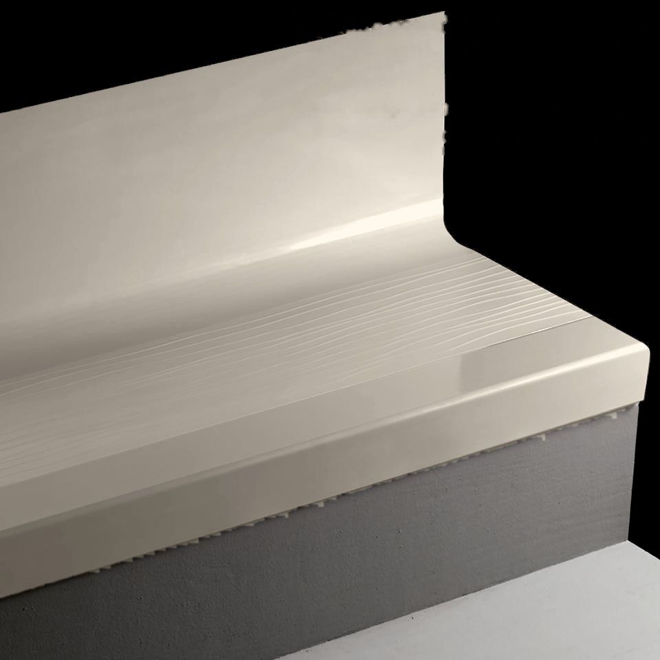 Tarkett - Angle Fit Marche d'escalier en caoutchouc avec contremarche intégrée Hammered 22 Pearl 54" ||400388156 - Ceramed