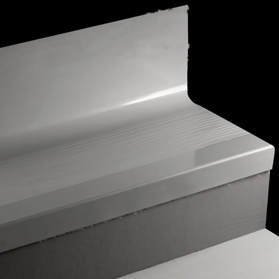 Tarkett - Angle Fit Marche d'escalier en caoutchouc avec contremarche intégrée Raised Square 23 Vapor Grey 42" ||400658097 - Ceramed