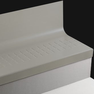 Tarkett - Angle Fit Marche d'escalier en caoutchouc avec contremarche intégrée Raised Square #VL4 Cool Metal 48"