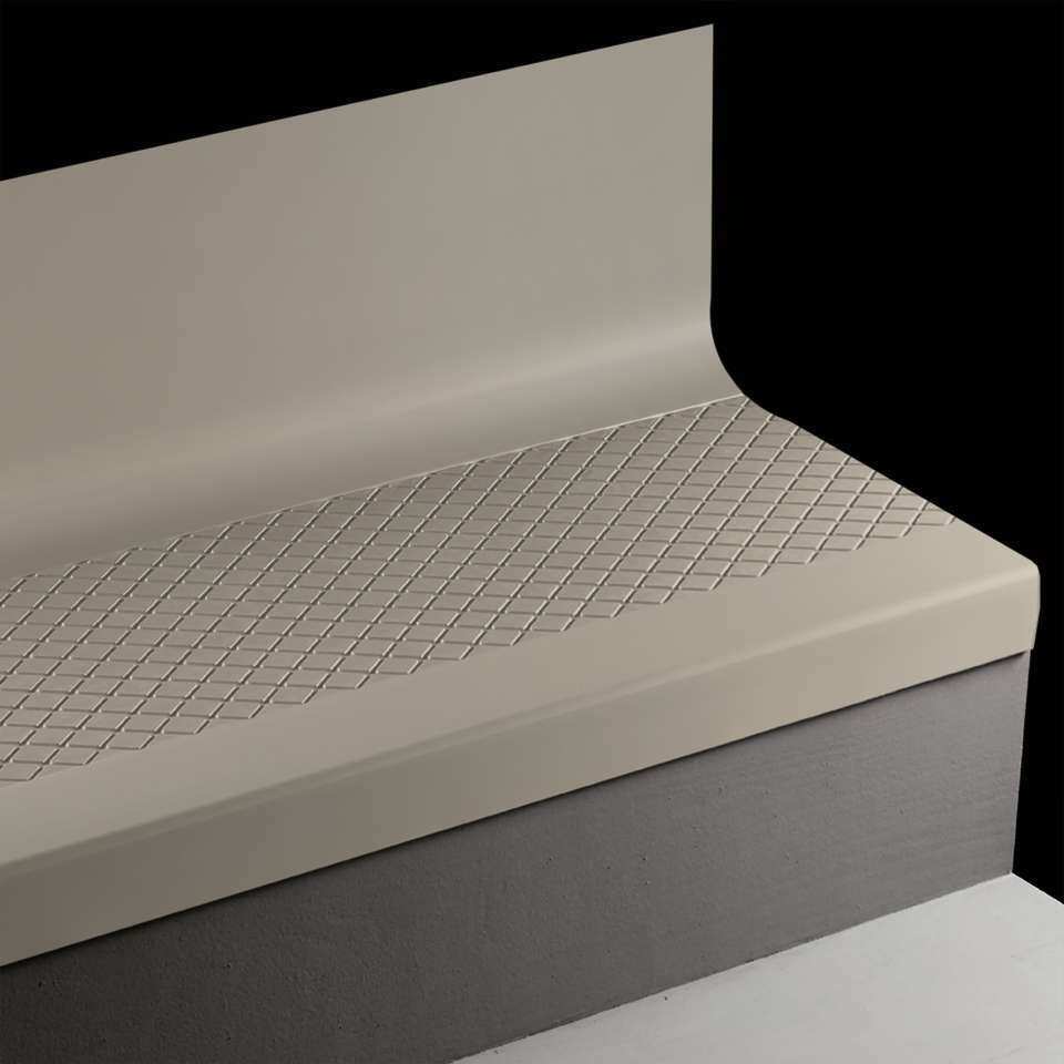 Tarkett - Bande de marche d'escalier en caoutchouc avec contremarche intégrée Angle Fit - CNNTR 55 SQ Diamond #55 Silver Grey No insert 48"