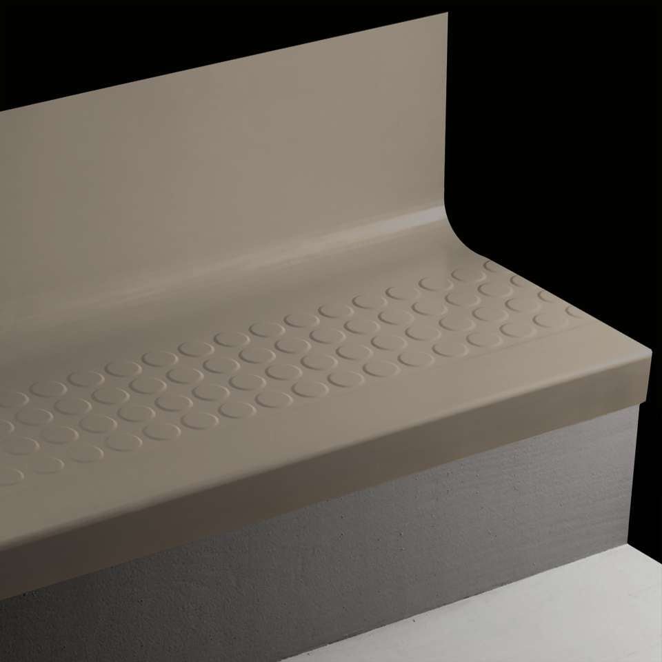 Tarkett - Bande de marche d'escalier en caoutchouc avec contremarche intégrée Angle Fit - RNRDTR 167 SQ Raised Round #167 Fudge No insert 84"