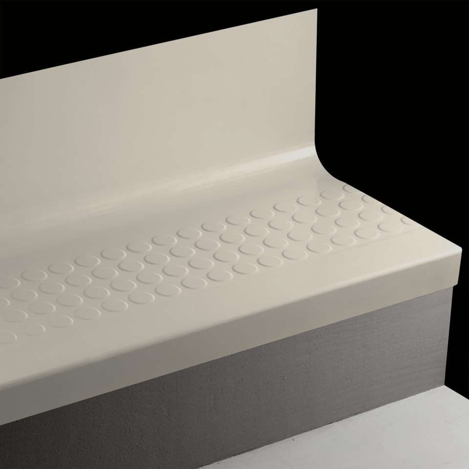 Tarkett - Bande de marche d'escalier en caoutchouc avec contremarche intégrée Angle Fit - RNRDTR 23 SQ Raised Round #23 Vapor Grey No insert 36"
