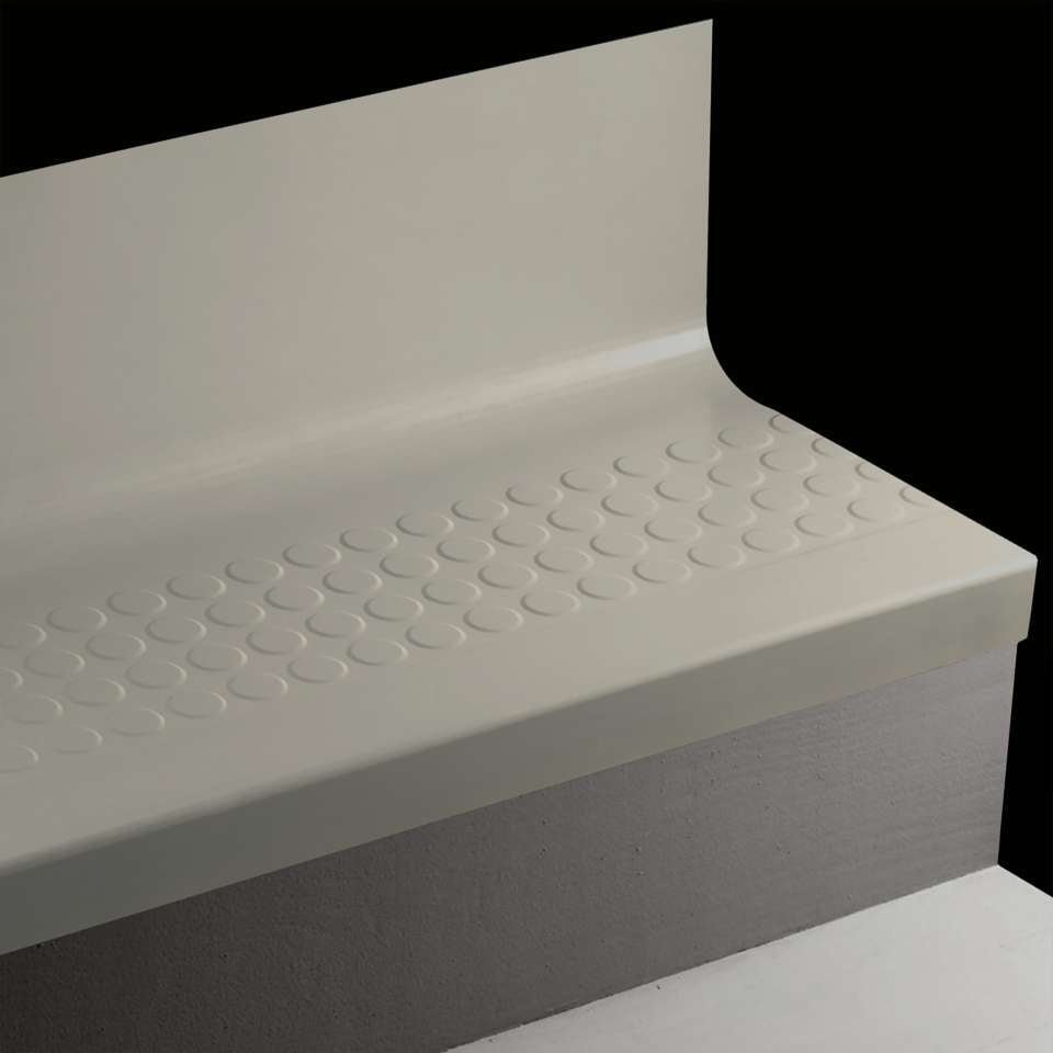 Tarkett - Bande de marche d'escalier en caoutchouc avec contremarche intégrée Angle Fit - RNRDTR 28 SQ Raised Round #28 Medium Grey No insert 42"
