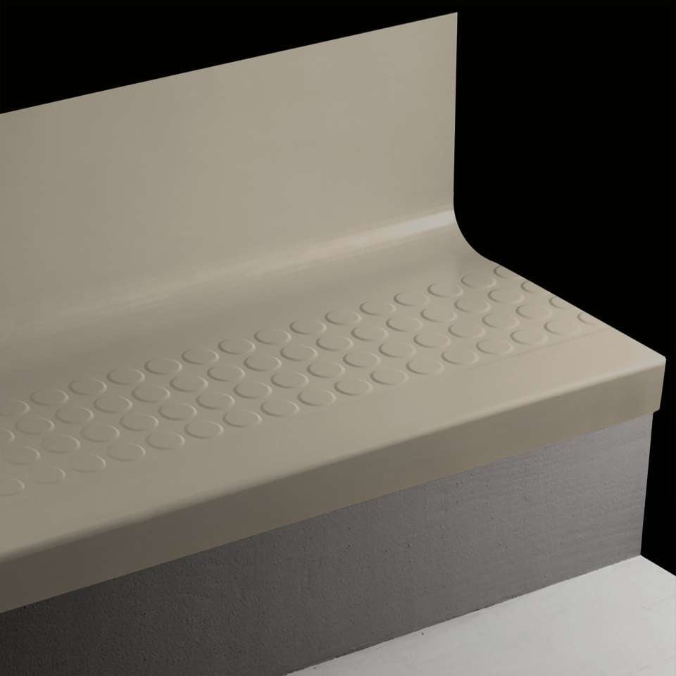 Tarkett - Bande de marche d'escalier en caoutchouc avec contremarche intégrée Angle Fit - RNRDTR 29 SQ Raised Round #29 Moon Rock No insert 48"