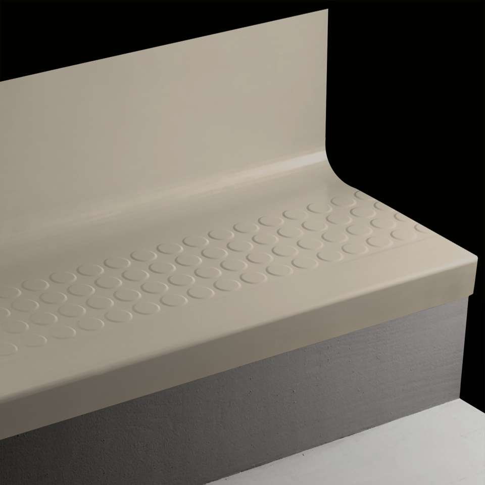 Tarkett - Bande de marche d'escalier en caoutchouc avec contremarche intégrée Angle Fit - RNRDTR 32 SQ Raised Round #32 Pebble No insert 48"