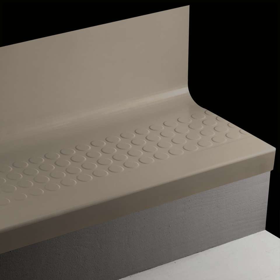Tarkett - Bande de marche d'escalier en caoutchouc avec contremarche intégrée Angle Fit - RNRDTR 47 SQ Raised Round #47 Brown No insert 48"