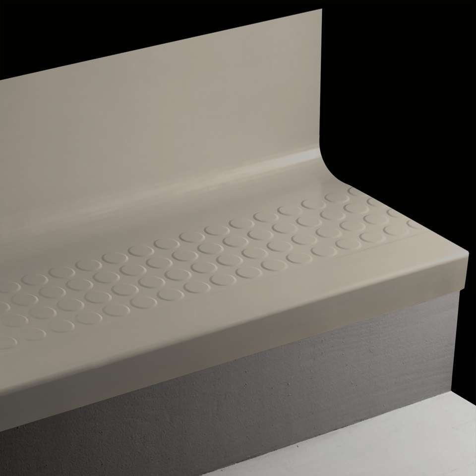 Tarkett - Bande de marche d'escalier en caoutchouc avec contremarche intégrée Angle Fit - RNRDTR 48 SQ Raised Round #48 Grey No insert 72"