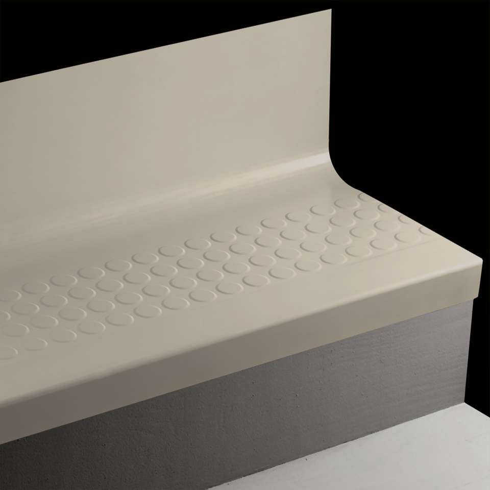 Tarkett - Bande de marche d'escalier en caoutchouc avec contremarche intégrée Angle Fit - RNRDTR 55 SQ Raised Round #55 Silver Grey No insert 84"