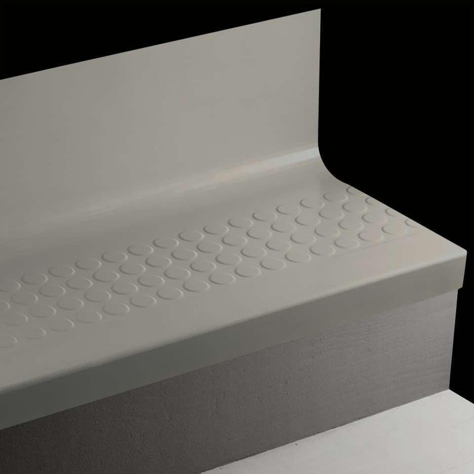 Tarkett - Bande de marche d'escalier en caoutchouc avec contremarche intégrée Angle Fit - RNRDTR 71 SQ Raised Round #71 Storm Cloud No insert 48"