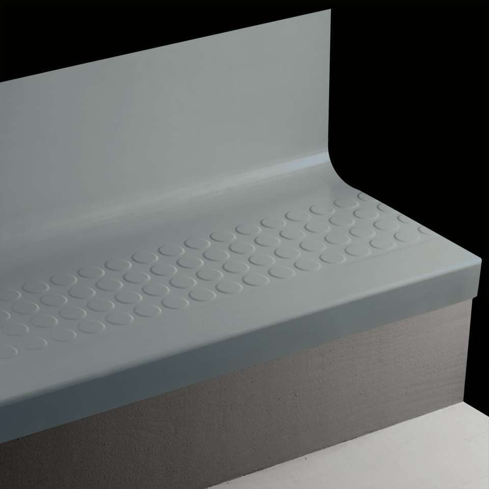 Tarkett - Bande de marche d'escalier en caoutchouc avec contremarche intégrée Angle Fit - RNRDTR 84 SQ Raised Round #84 Blue Jeans No insert 48"