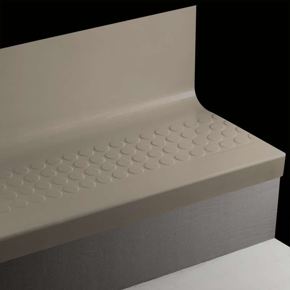 Tarkett - Bande de marche d'escalier en caoutchouc avec contremarche intégrée Angle Fit - RNRDTR TB1 SQ Raised Round #TB1 Peppercorn No insert 48"