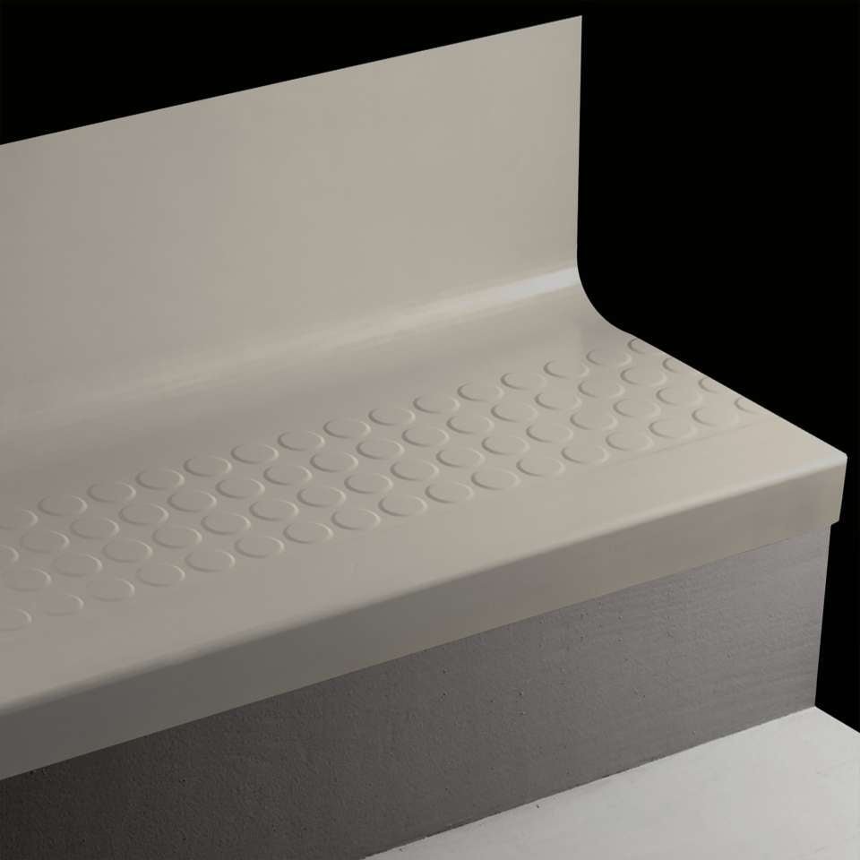 Tarkett - Bande de marche d'escalier en caoutchouc avec contremarche intégrée Angle Fit - RNRDTR TG2 SQ Raised Round #TG2 Shark Fin No insert 48"