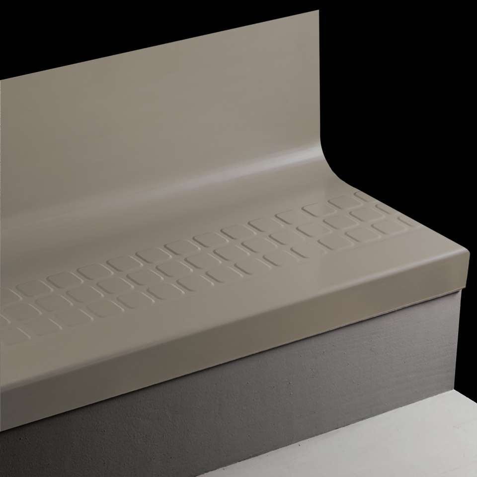 Tarkett - Bande de marche d'escalier en caoutchouc avec contremarche intégrée Angle Fit - RNSQTR 48 SQ Raised Square #48 Grey No insert 48"