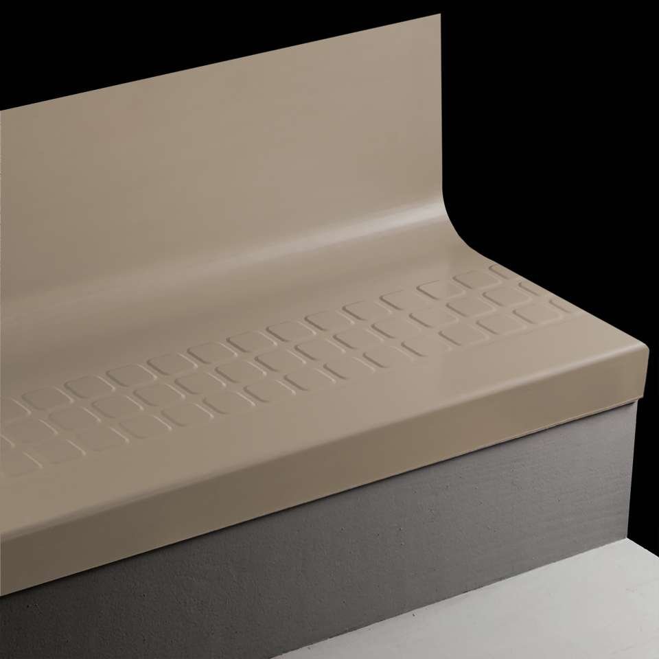 Tarkett - Bande de marche d'escalier en caoutchouc avec contremarche intégrée Angle Fit - RNSQTR 80 SQ Raised Square #80 Fawn No insert 60"